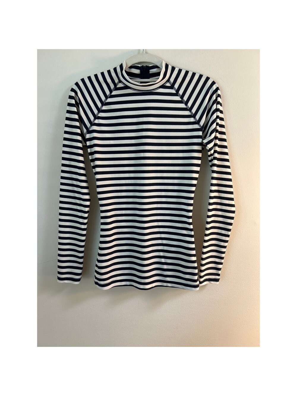 J.Crew Rash Guard Womens S Navy White Stripe Long Sleeve Half Zip Swim Top